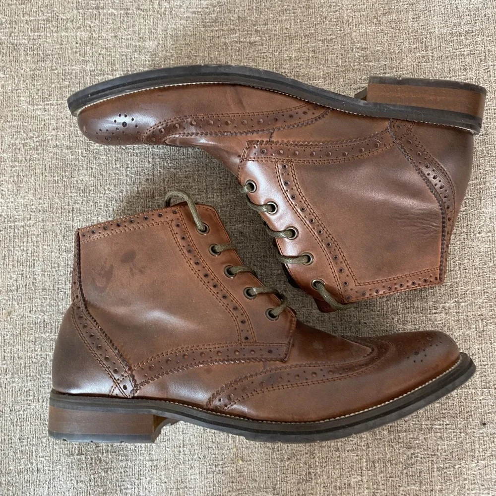 Steve Madden Mens Evander Leather Wing Tip Ankle Boots Size 9.5 Dressy Casual - Picture 5 of 10